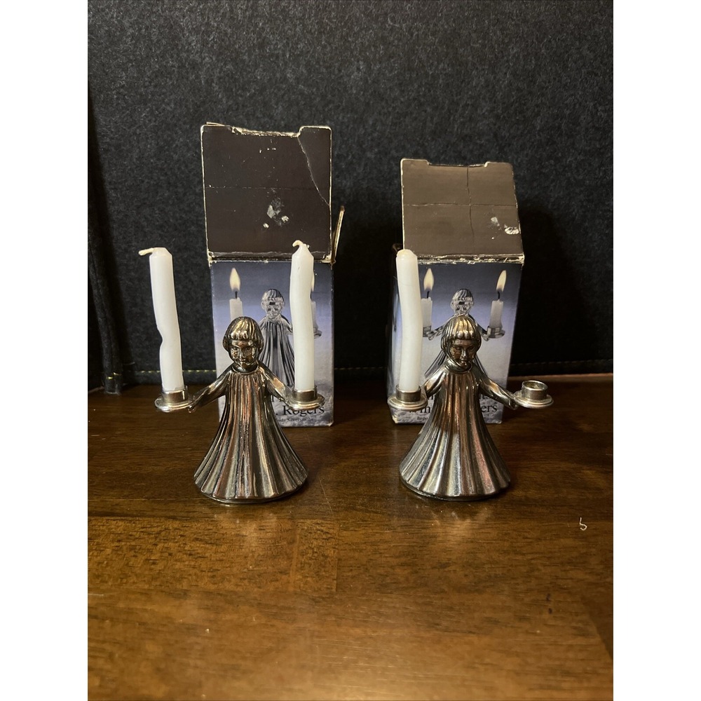 Vtg Oneida Ltd Silver Angel Lights Candleholder William A‎ Rogers Silverplated